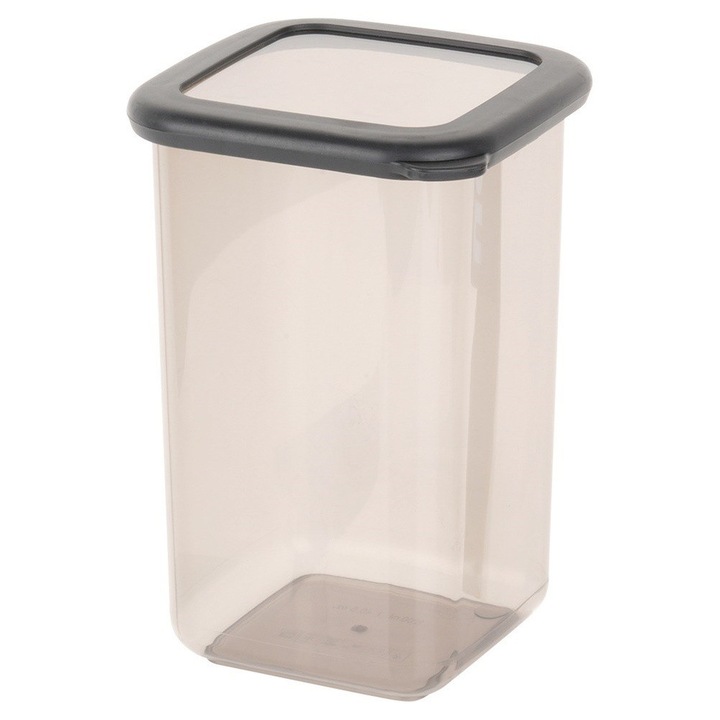 Recipient Pentru Produse Vrac, Caserola, 11 x 11 x 16.5 cm, Fabricat Din Material Rezistent, Sigur Pentru Sanatate Si Neutru Pentru Alimente, Posibilitate De Stivuire, Inchidere Adecvata Pentru Prospetime, 1 Bucata, Gri Inchis