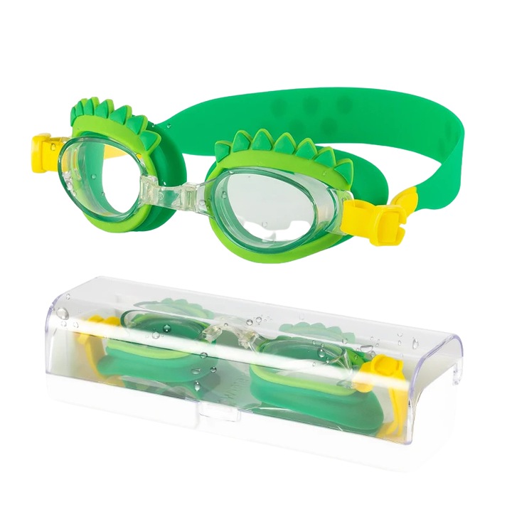 Ochelari de inot pentru copii, VisZone, Protectie UV, Anti-Aburire, Perfect Fit, Verde