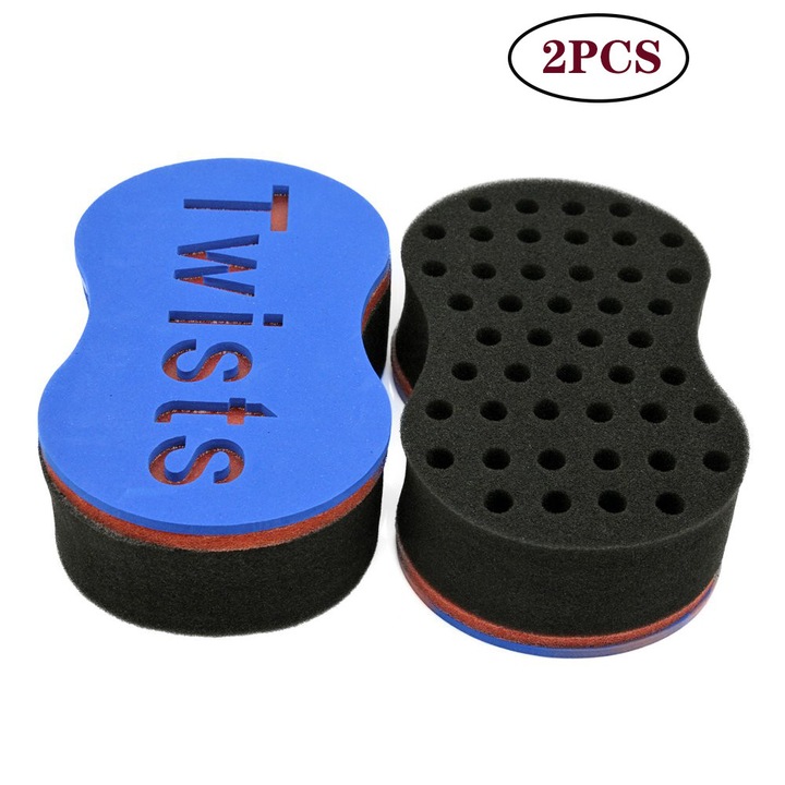 Set 2 perii burete pentru par, Twist Sponge, pentru bucle, spirale, dreaduri si rasuciri