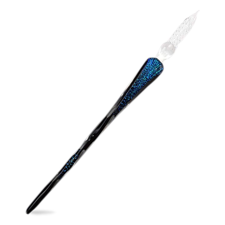 Калиграфски инструмент, ръчно изработено стъкло, син