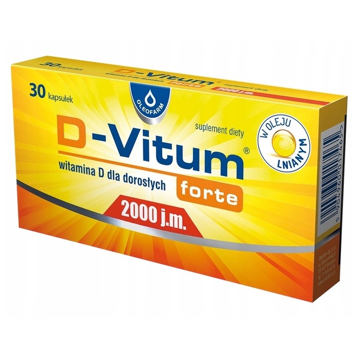 Supliment, D-Vitum, Forte, 2000 UI, 30 capsule