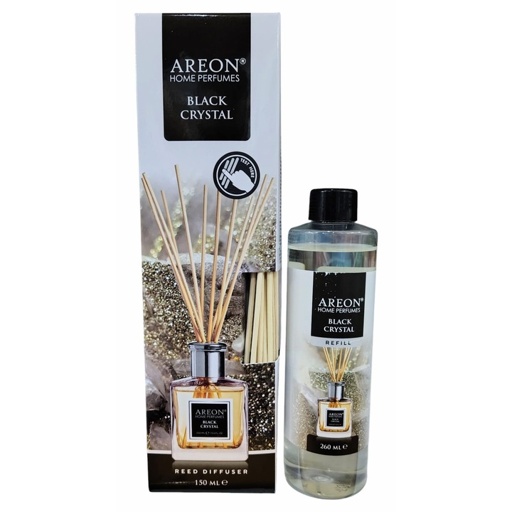Set Odorizant Betisoare Areon, 150 ML, Black Crystal + Rezerva Odorizant Areon, Black Crystal, 260 ml