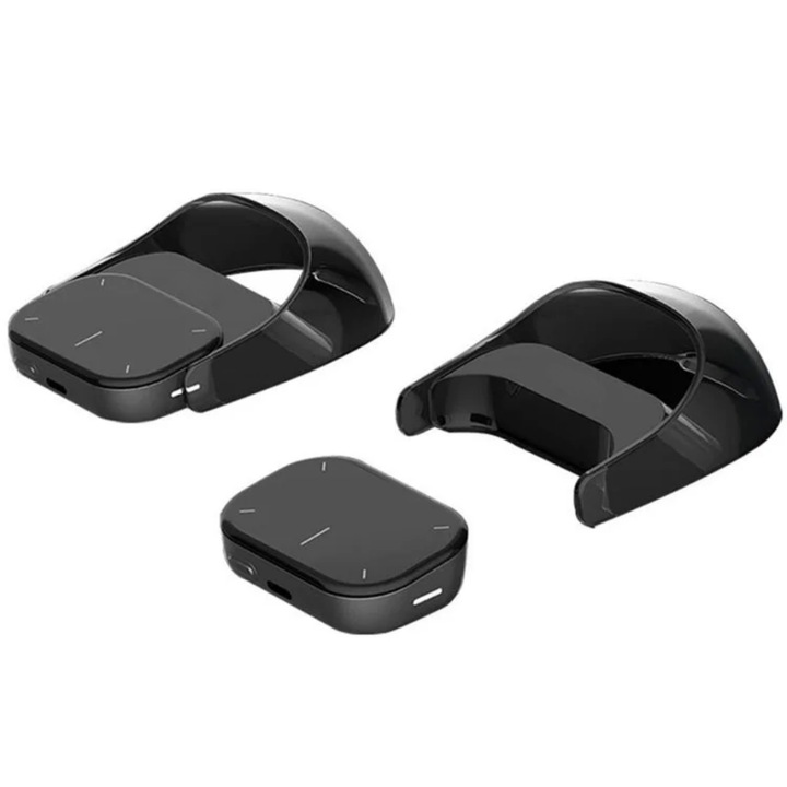 Mouse Inteligent Negru Cu Touchpad Z ZYNERA™, Functie AI Si ChatGPT, Inregistrare Vocala, Transcriere Automata, Indicator Laser, Comenzi Rapide Prin Gesturi Tactile, Scroll Inteligent, Zoom Si Multitasking