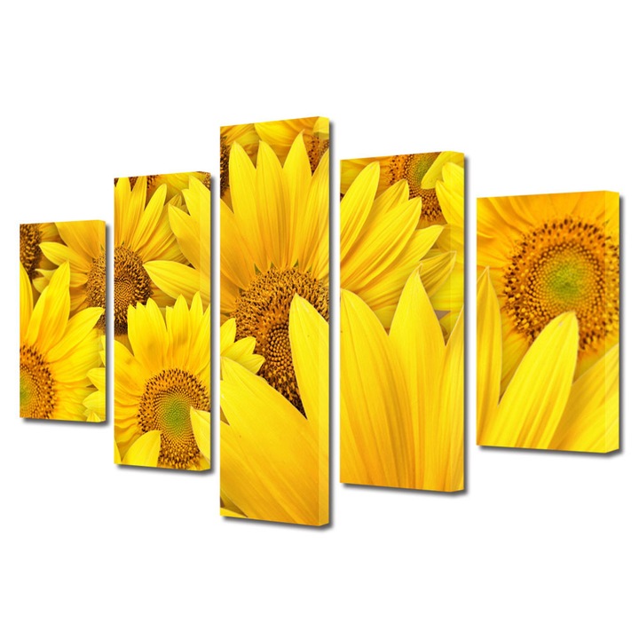 Tablou Multicanvas 5 Piese Peisaje Galben aprins, 60 x 100 cm