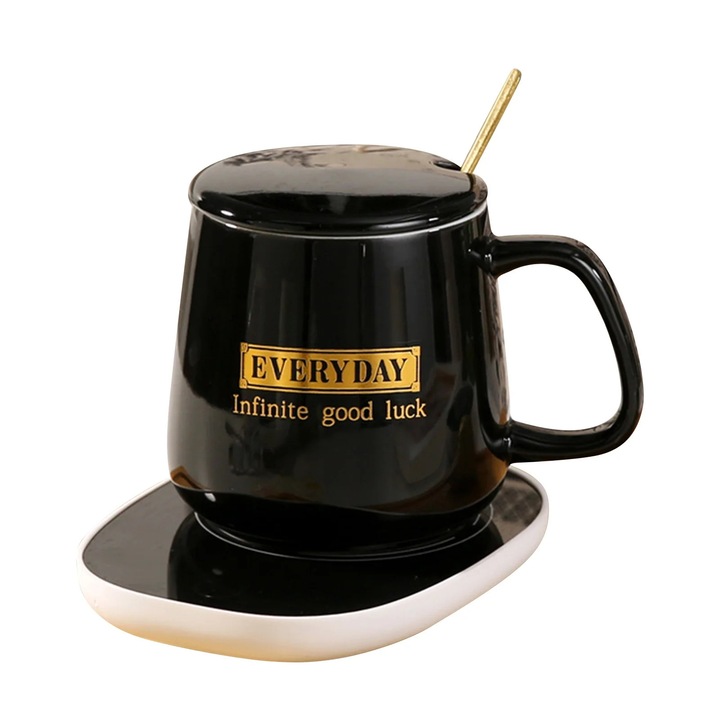 Set cană cu încălzitor Fokelyi, lingurita, ceramica, multicolor