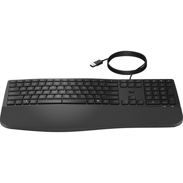 Клавиатура HP 480 Comfort, USB кабел, водоустойчива, черна, 442.7x214.9x34.1 мм
