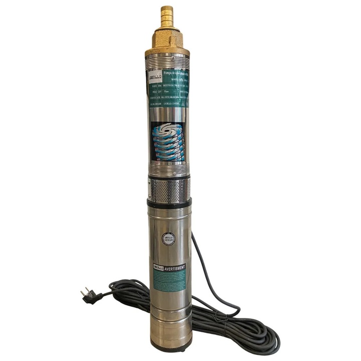 Pompa submersibila multietajata Zep Brillo, 8 turbine, 1.5 kW, 2900 rpm, H refulare 120 m, IP68, clasa B, cablu 15 m, racord 1"