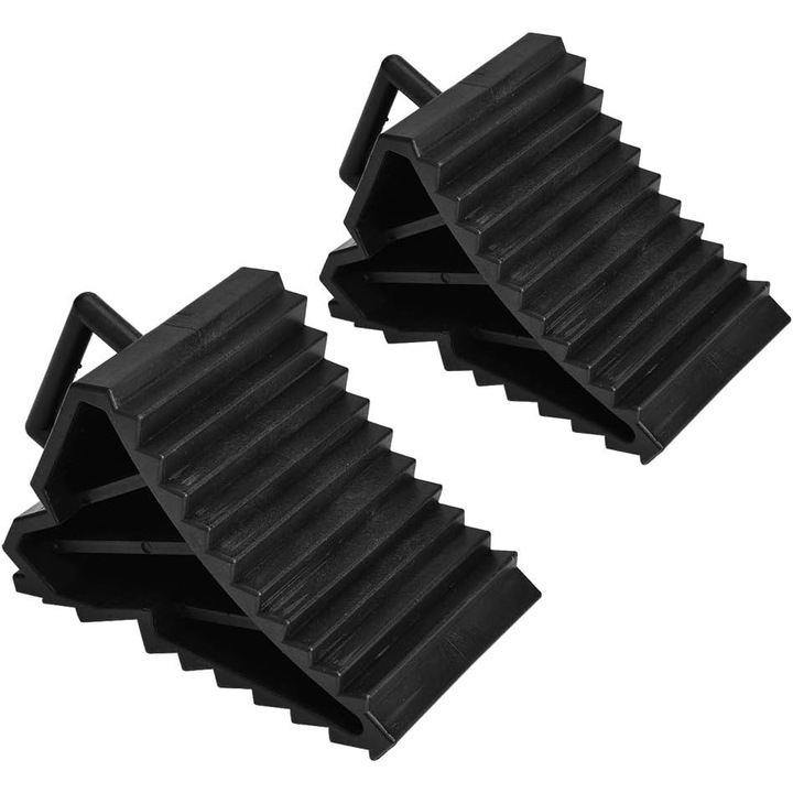 Set 2 opritoare roti antiderapare, ABS, negru, 15.5x9x9.8cm