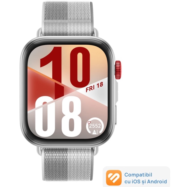 Smartwatch HUAWEI Watch Fit 4, Silver Body with Silver Woven Strap