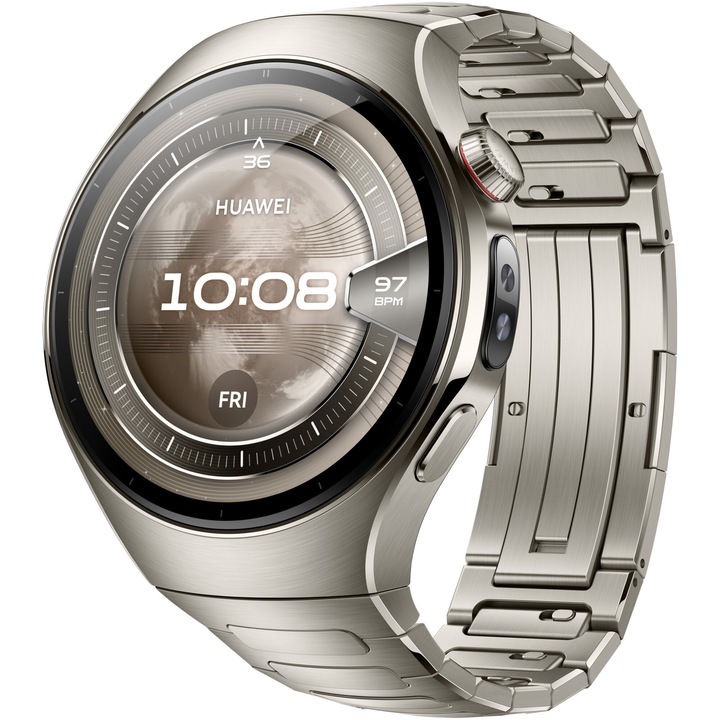 HUAWEI Watch 5 okosóra, 46 mm, repülőgépipari minőségű titán tok, titán szíj