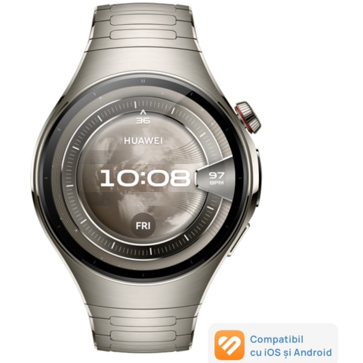 HUAWEI Watch 5 okosóra, 46 mm, repülőgépipari minőségű titán tok, titán szíj