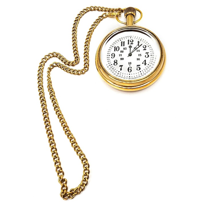 Kézzel készített sárgaréz zsebóra arab számokkal