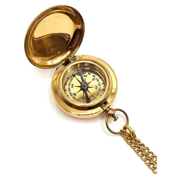 Busola clasica, lucrata manual din alama