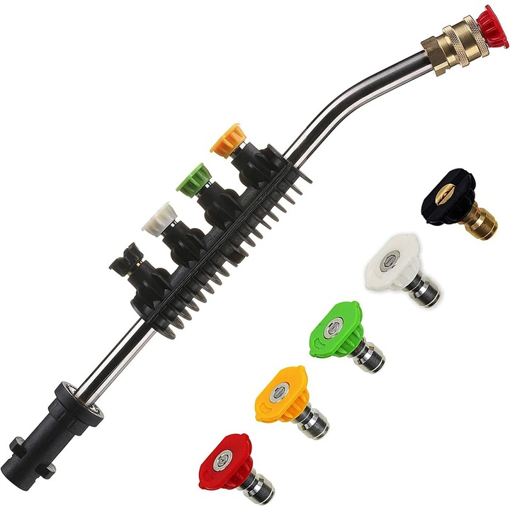 Set 6 piese pistol spalare auto, 5 duze colorate, multicolor, 1/4"