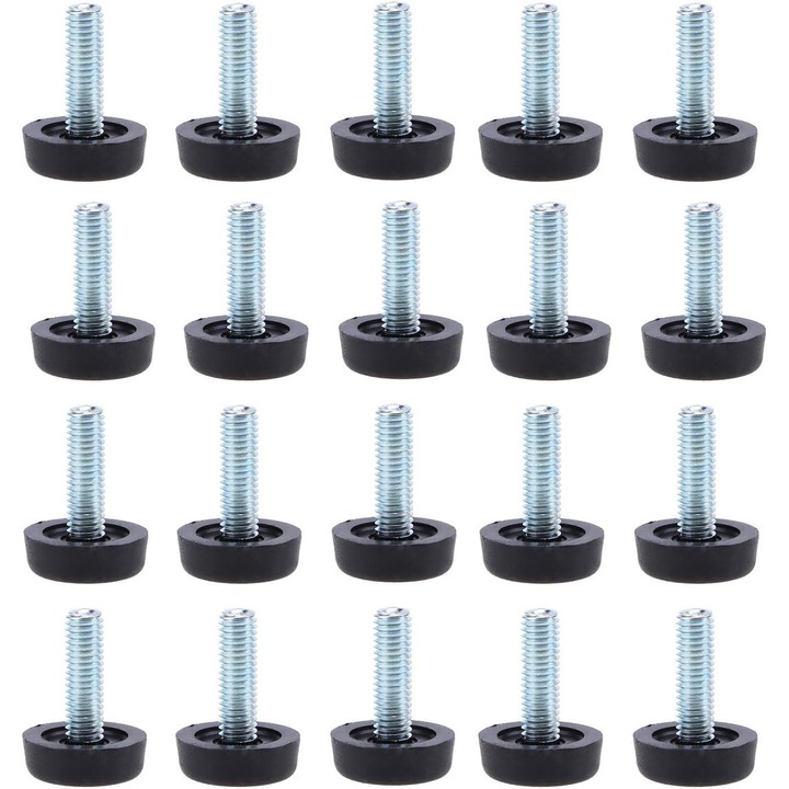 Picioare de nivelare pentru mobila, ajustabile, protectii cu filet, plastic, 4 bucati