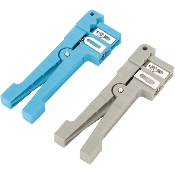 Set unelte pentru stripping fibra optica, albastru si gri, cu lame ajustabile