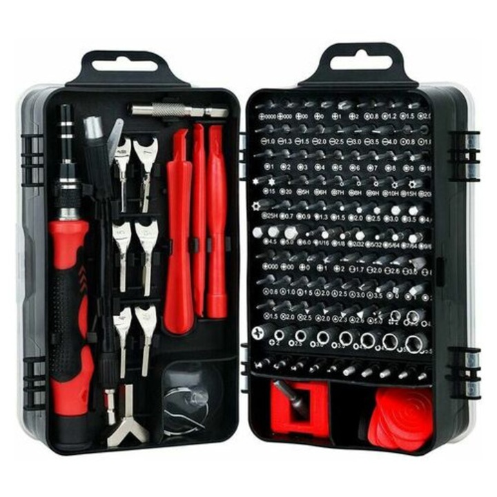 Precíziós csavarhúzó készlet, Enforose, 135 az 1-ben, mágneses csavartartóval, hordozható tárolódobozzal