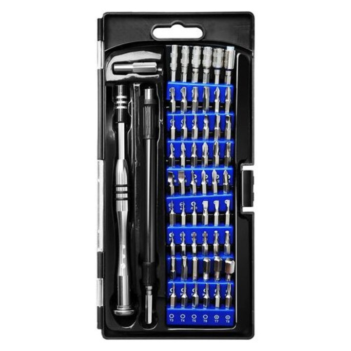 Enforose mágneses csavarhúzó készlet, 57 darabos, króm-vanádium acél, alumínium nyél, kihúzható szárral, hordozható