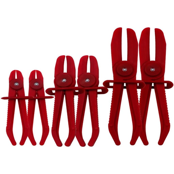 Комплект от 6 клещи за горивни маркучи, червени, за спирачни и горивни маркучи, 3 размера