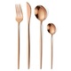 Комплект от 24 прибора за хранене от португалска неръждаема стомана, 6 ножа, 6 вилици, 6 супени лъжици, 6 чаени лъжици, розово злато