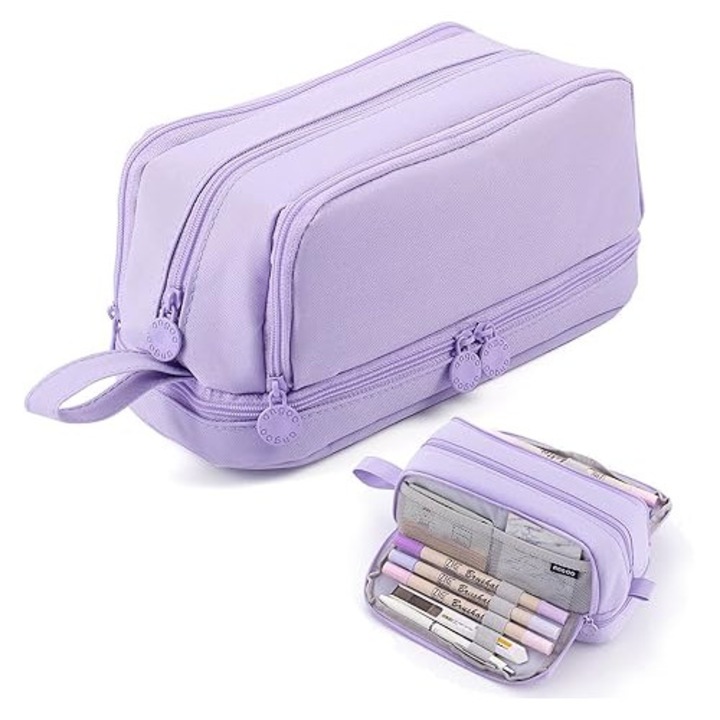 Tolltartó, nagy kapacitású, 4 rekeszes, 22x9,5x10cm, lila, SHEFEITE