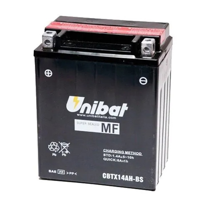 Baterie Unibat 12 Ah, 12 V - CBTX14AH-BS