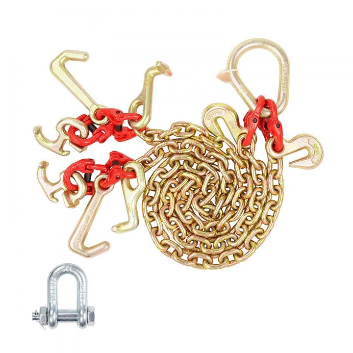 Carlig cu lant pentru remorcare, lungime 91 cm, diametru 8 mm, capastru cu lant in V, capacitate 4898 Kg