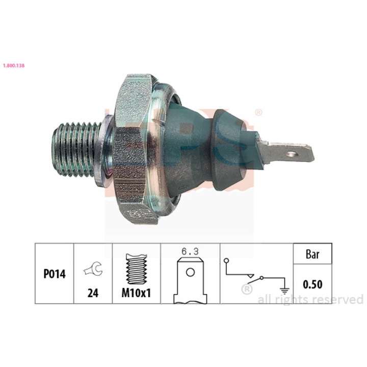 Olajnyomás kapcsoló EPS 0.50bar M10x1 24mm