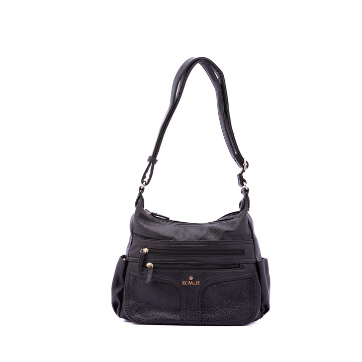 B Cavalli B, Geanta din piele ecologica cu bareta de umar, Negru