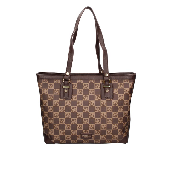 BRACCIALINI, Geanta shopper din piele ecologica, Maro