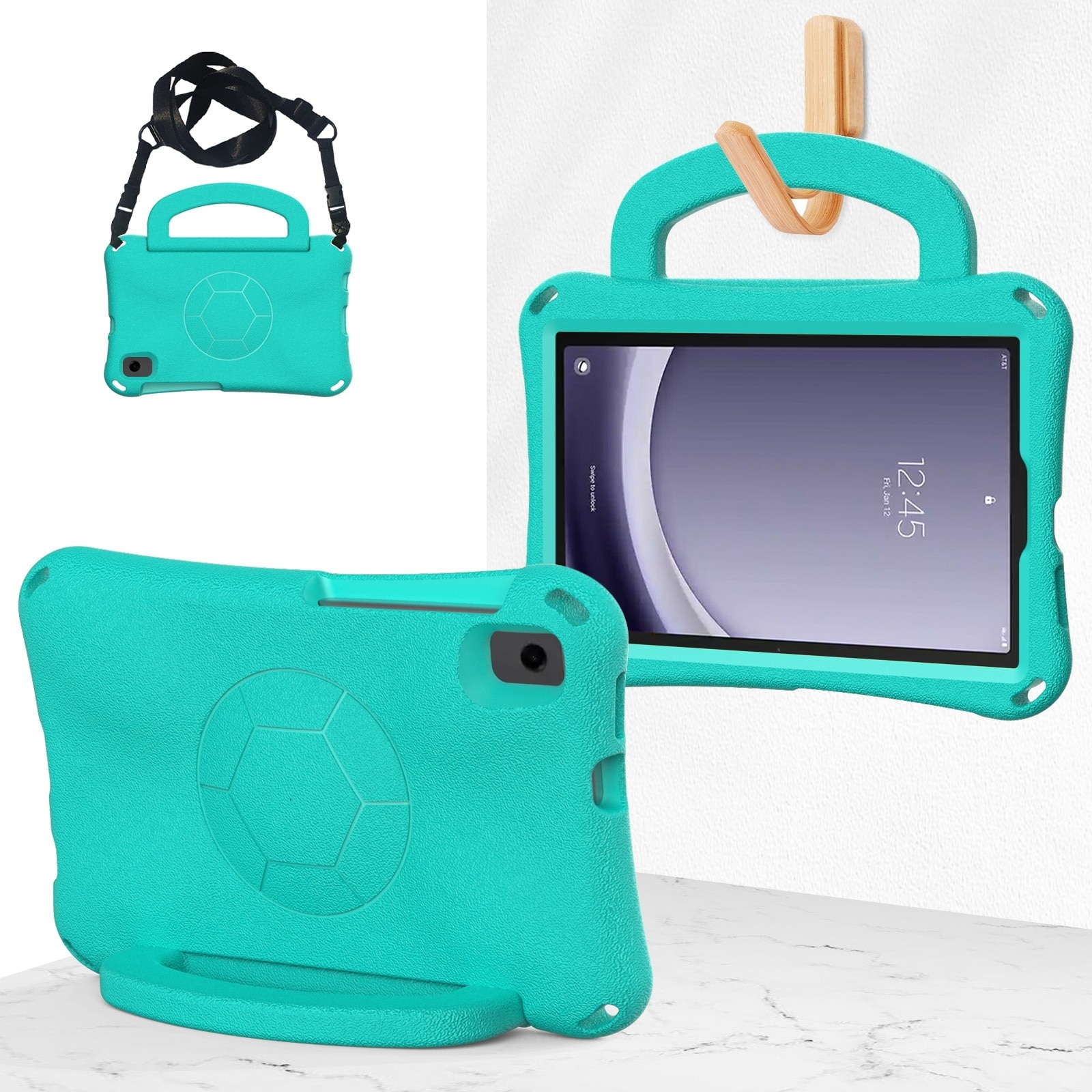 Husa tableta compatibila cu Samsung Galaxy Tab A9, forma de fotbal, rezistenta la socuri EVA, verde menta