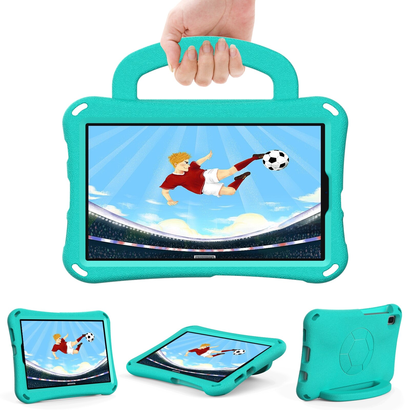 Husa tableta compatibila cu Samsung Galaxy Tab A9, forma de fotbal, rezistenta la socuri EVA, verde menta