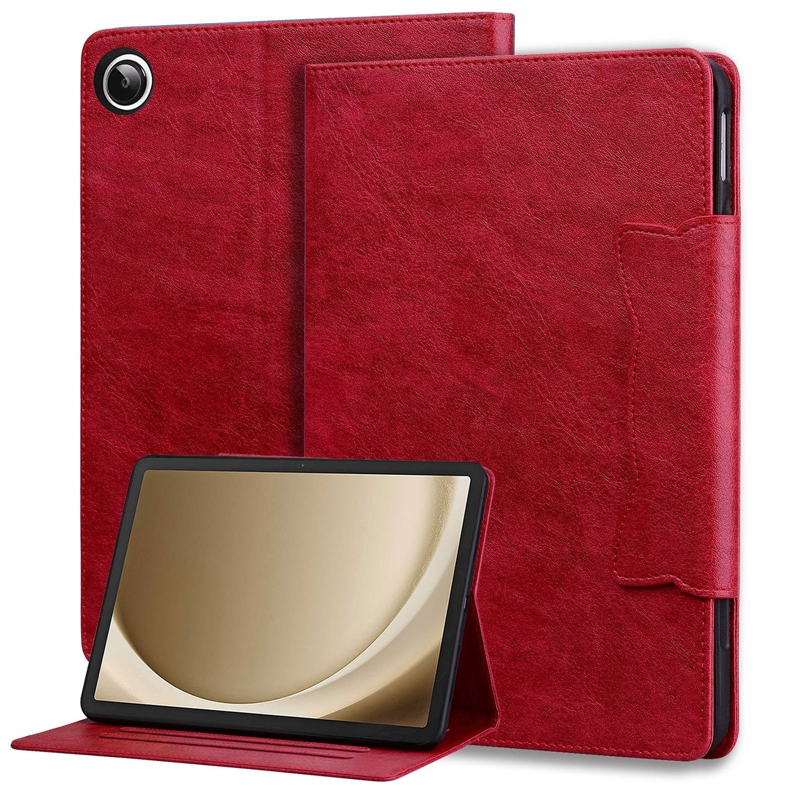 Husa tableta compatibila cu Samsung Galaxy Tab A9+, catarame piele, rosu