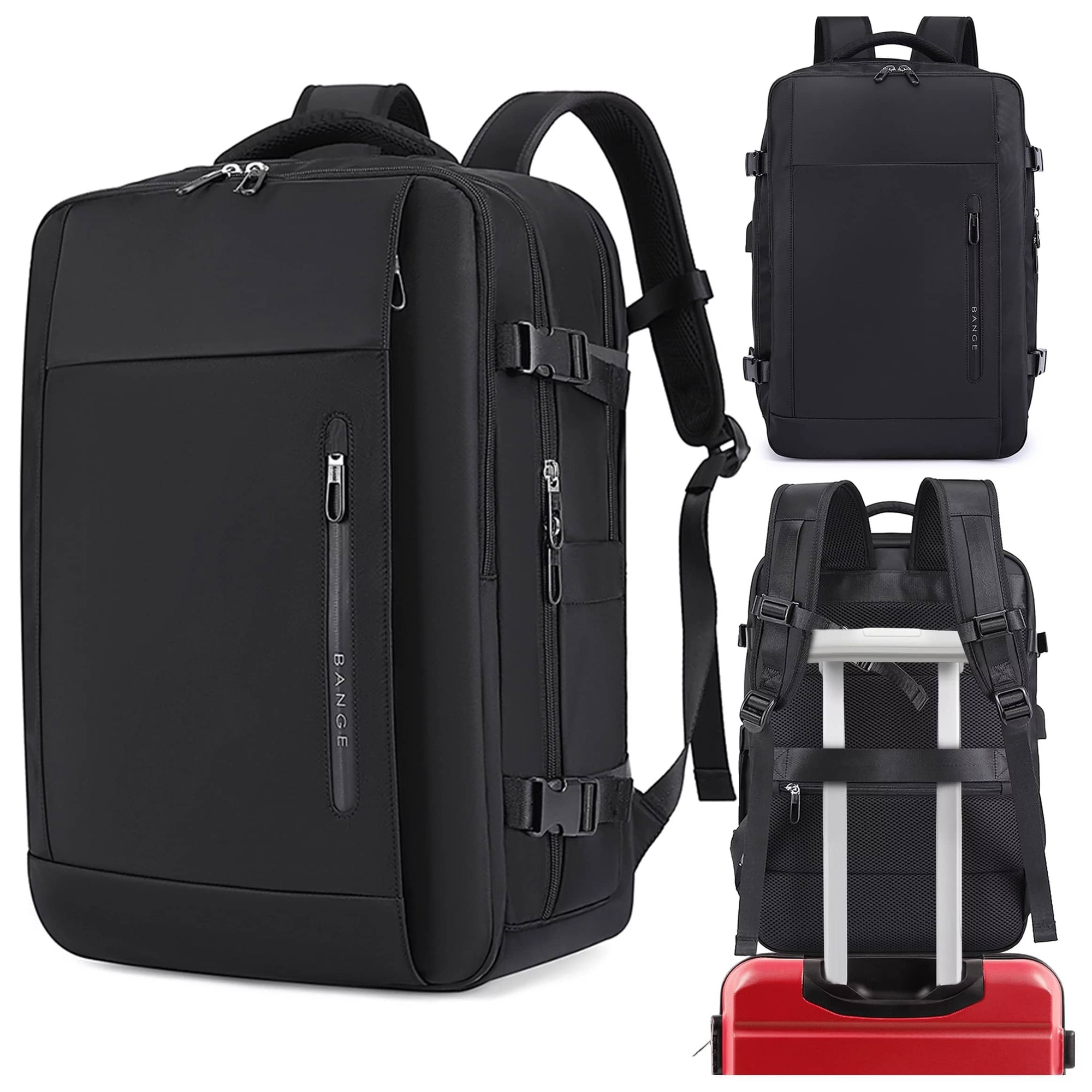 Rucsac Business Travel cu Port USB – pentru Laptop pana la 15.6” Impermeabil Spatios si Elegant compatibil WIzz Air si Ryan Air - negru