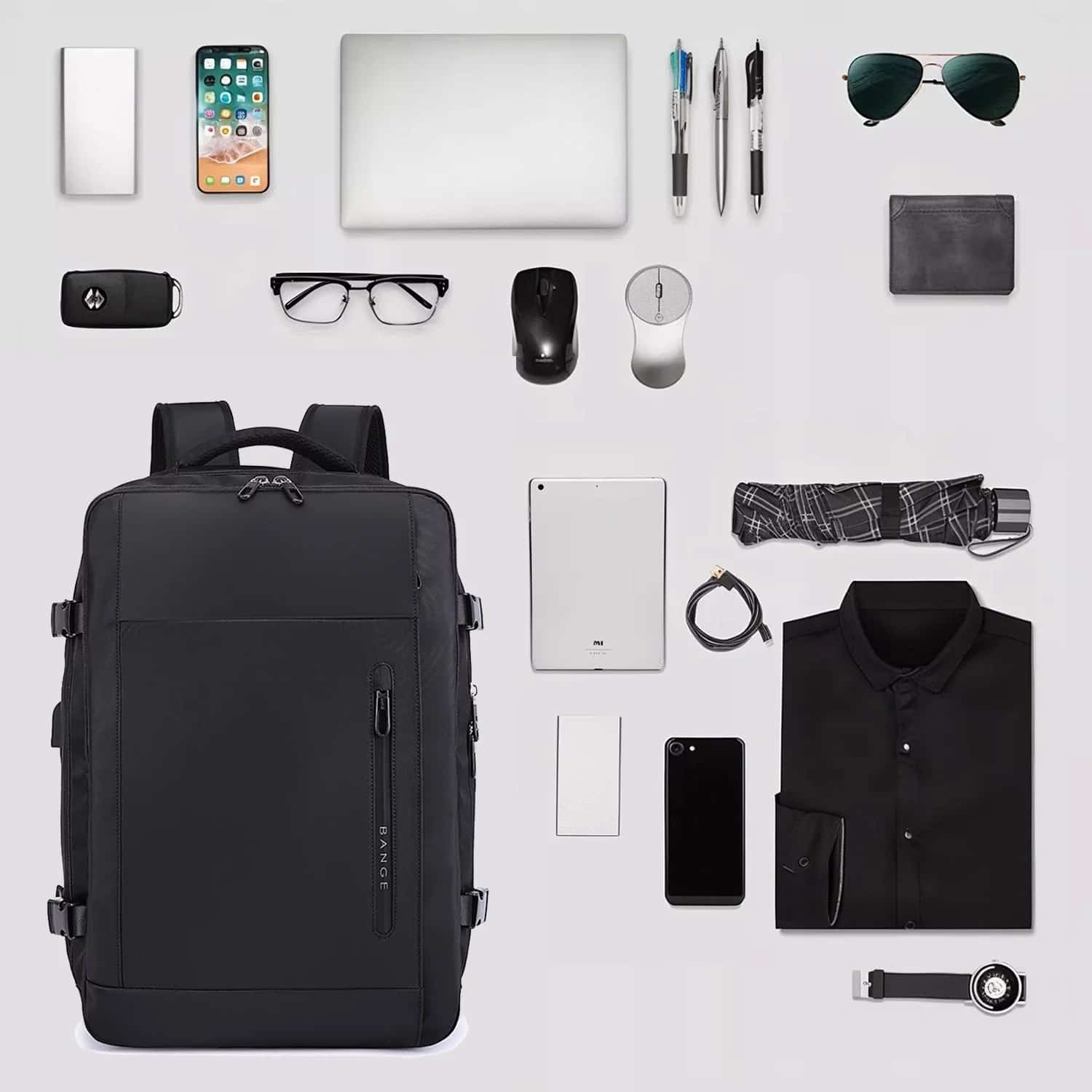 Rucsac Business Travel cu Port USB – pentru Laptop pana la 15.6” Impermeabil Spatios si Elegant compatibil WIzz Air si Ryan Air - negru