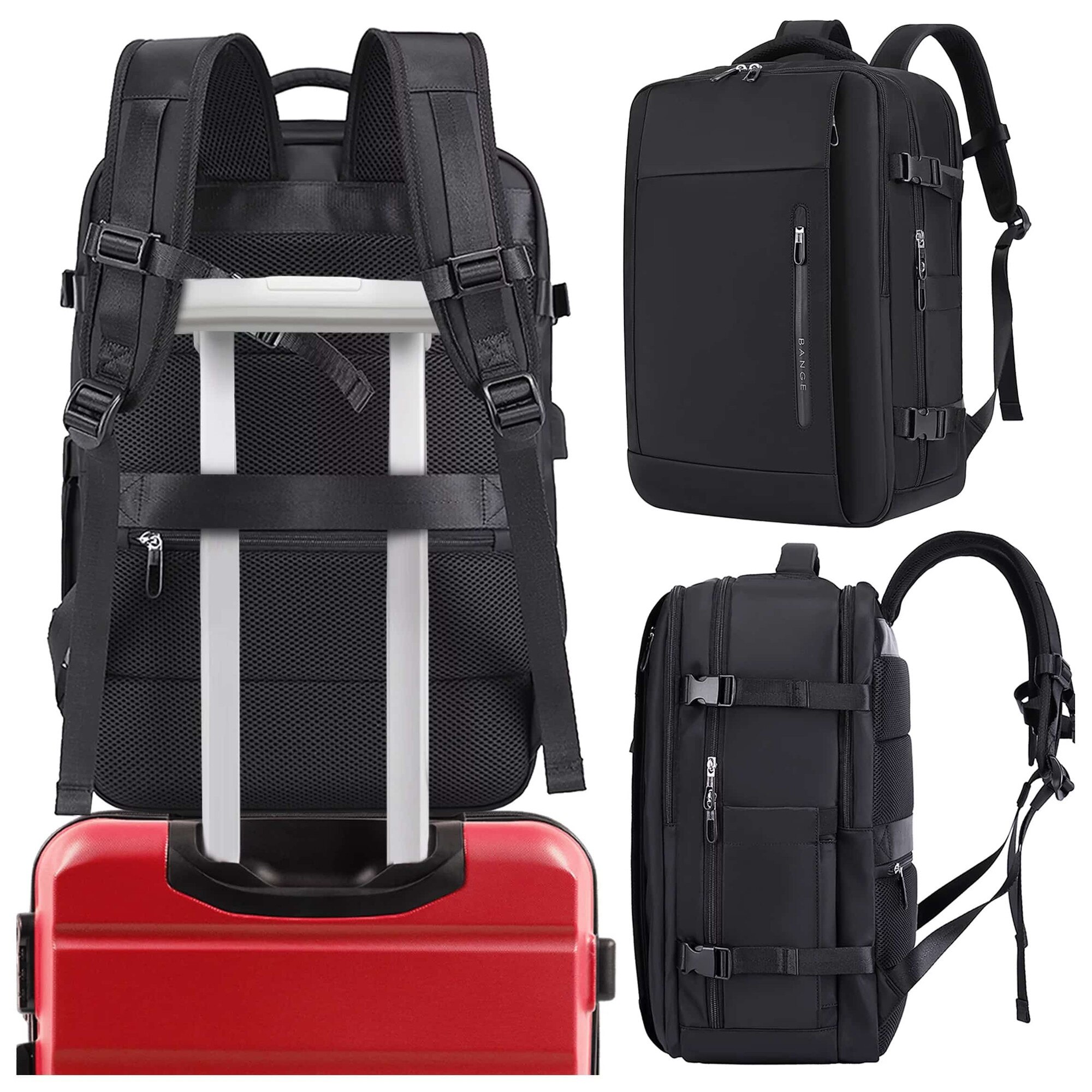 Rucsac Business Travel cu Port USB – pentru Laptop pana la 15.6” Impermeabil Spatios si Elegant compatibil WIzz Air si Ryan Air - negru