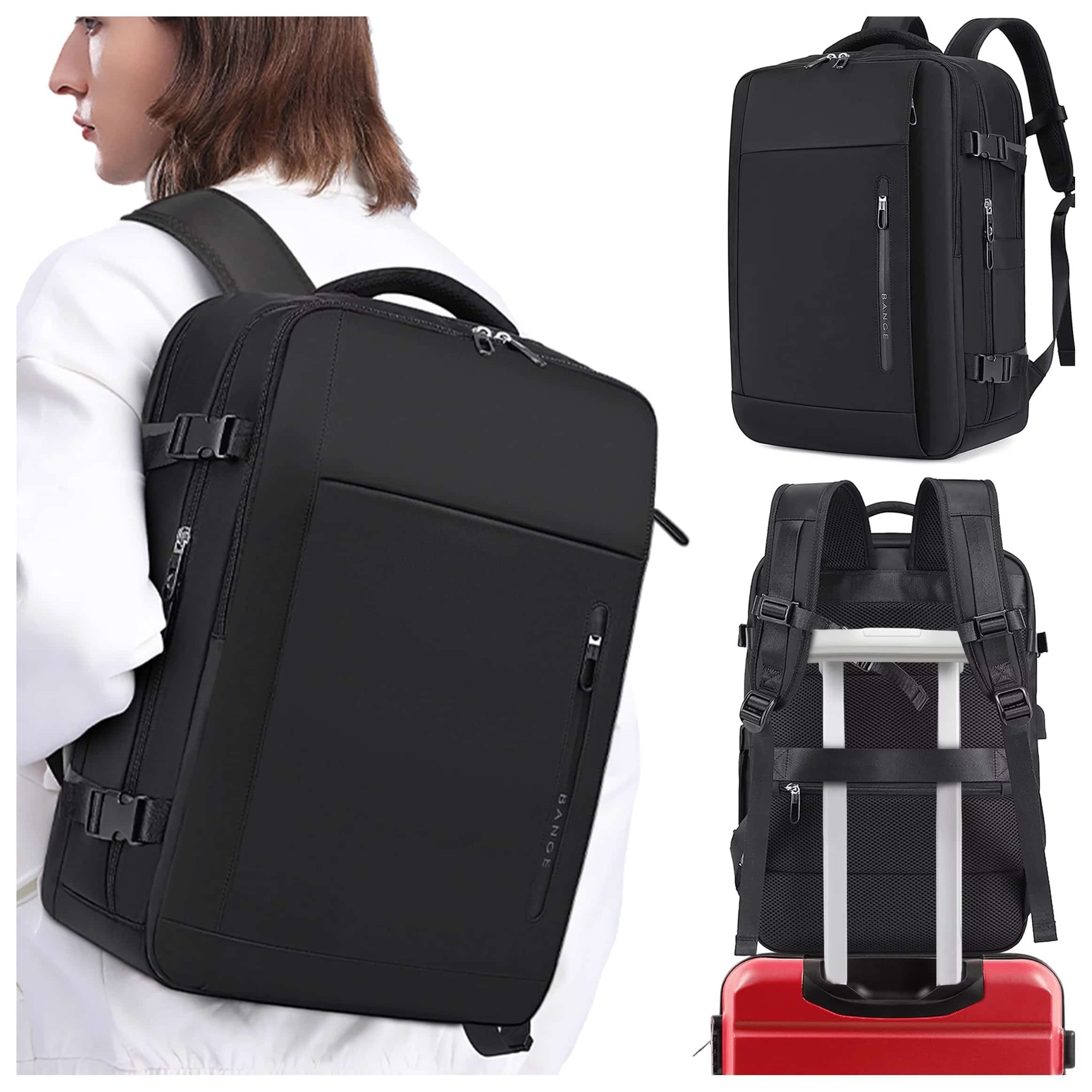 Rucsac Business Travel cu Port USB – pentru Laptop pana la 15.6” Impermeabil Spatios si Elegant compatibil WIzz Air si Ryan Air - negru