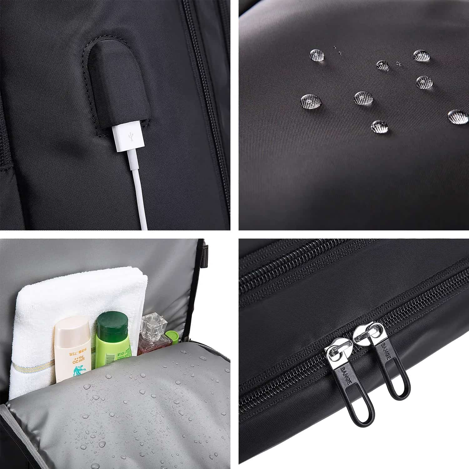 Rucsac Business Travel cu Port USB – pentru Laptop pana la 15.6” Impermeabil Spatios si Elegant compatibil WIzz Air si Ryan Air - negru