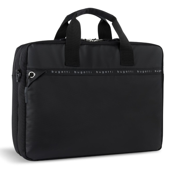 Bugatti Modern laptoptáska, Blanc Delight sorozat, 494510, fekete, állítható pánt, több zseb