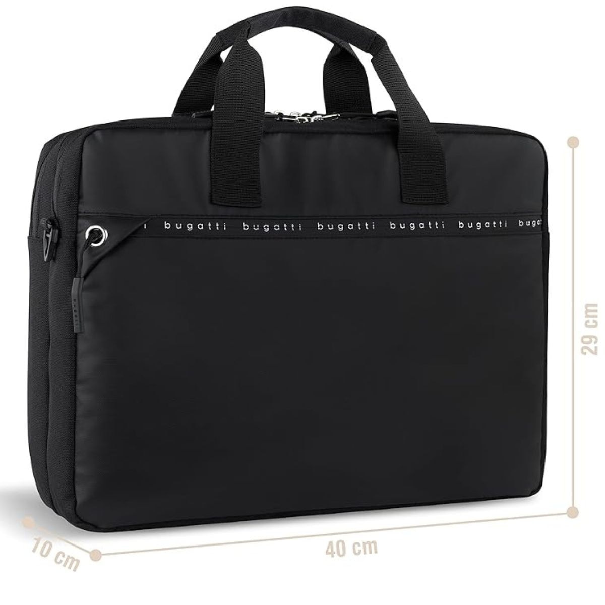 Geanta pentru Laptop moderna Bugatti, seria Blanc Delight, 494510, Neagra, Curea Reglabila, Buzunare Multiple
