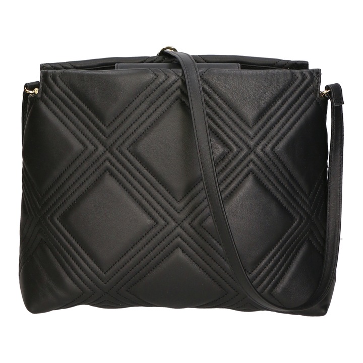 Gave Lux, Geanta crossbody de piele, cu design matlasat, Negru
