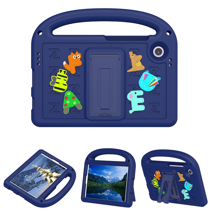 Husa tableta compatibila cu Samsung Galaxy Tab A9, cartoon sparrow, EVA shockproof, albastru inchis