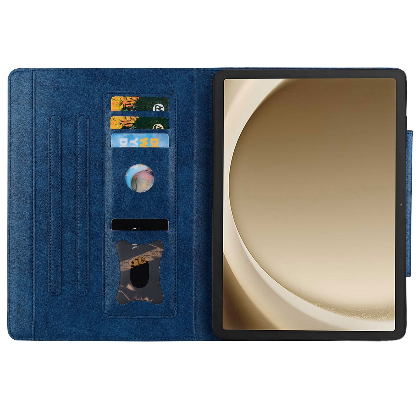Husa tableta compatibila cu Samsung Galaxy Tab S9 FE/S9/S8/S7, piele smart cu catarama, albastru regal
