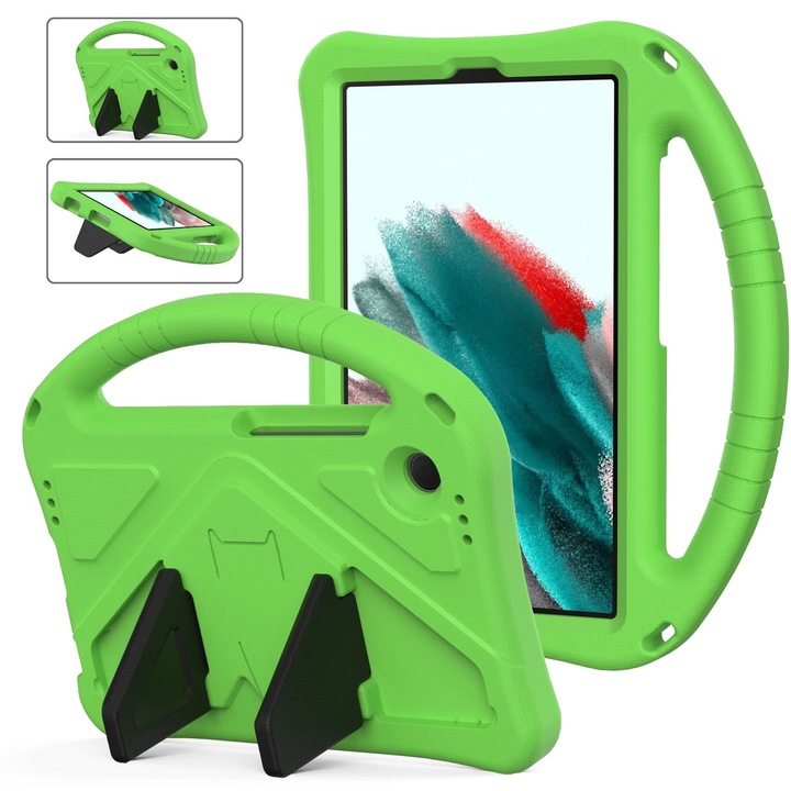 Husa tableta compatibila cu Samsung Galaxy Tab A9, material EVA, carcasa rezistenta, cu suport, verde
