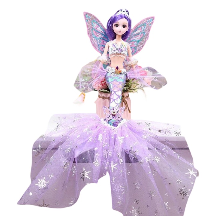 45 cm-es divatos sellőhercegnő zavarodott halpikkelyes baba