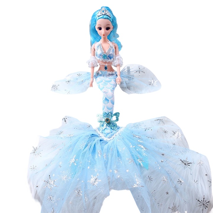 45 cm divatos sellőhercegnő zavarodott halpikkelyes baba