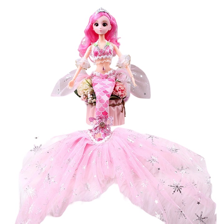 45 cm divatos sellőhercegnő zavarodott baba halpikkelyekkel