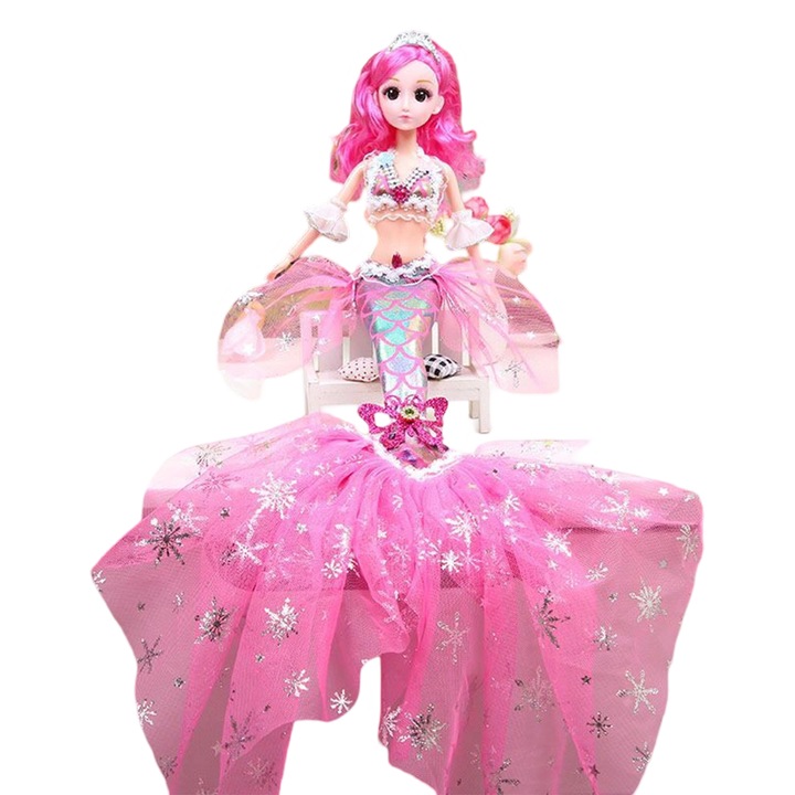 45 cm-es divatos sellő hercegnő baba, zavart baba, halpikkelyes baba