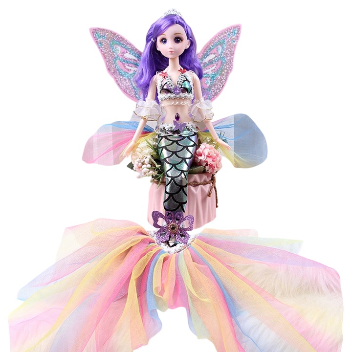 45 cm divatos sellőhercegnő zavarodott baba halpikkelyekkel