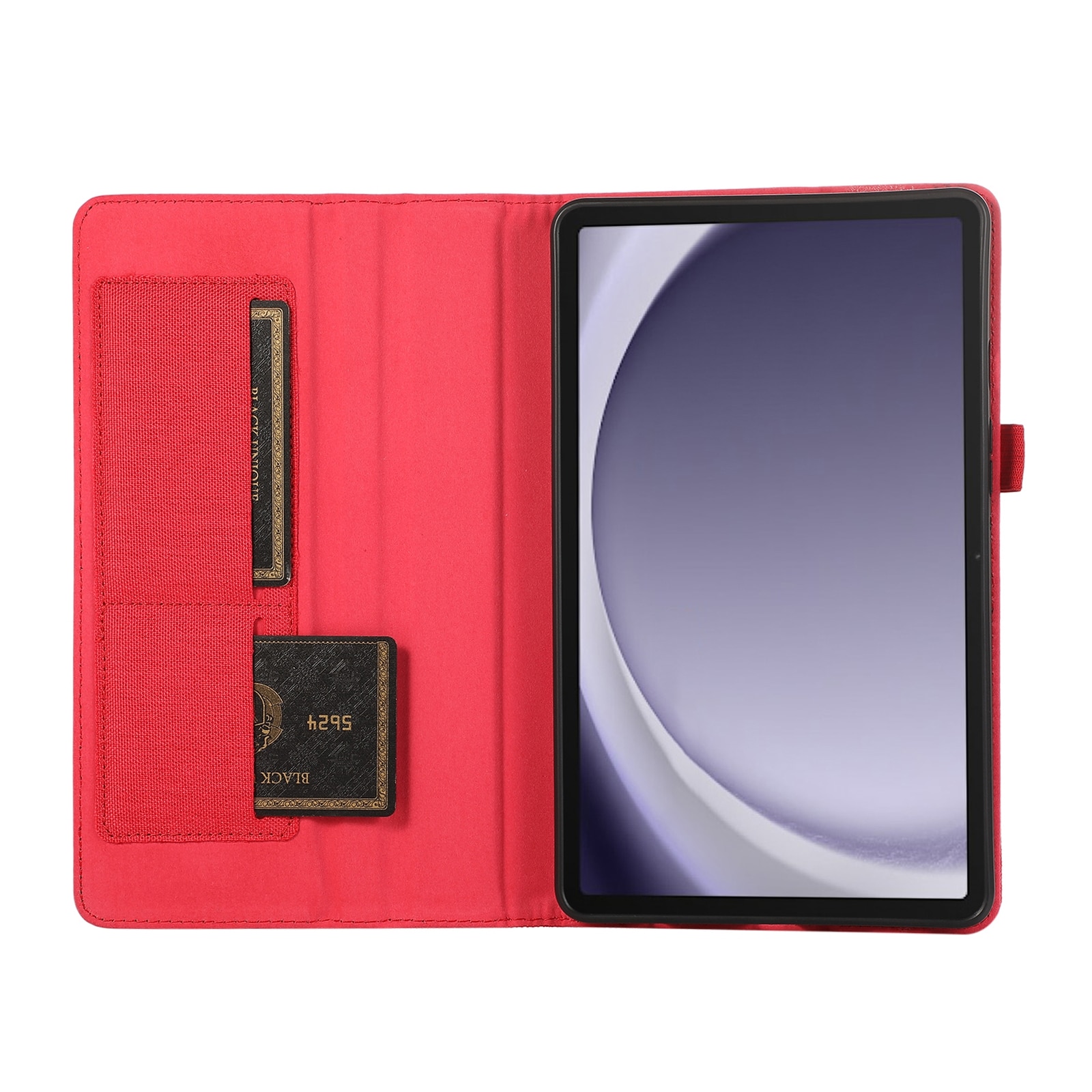 Husa tableta compatibila cu Samsung Galaxy Tab A9+, piele PU si material textil, tip carte, inchidere magnetica, rosu